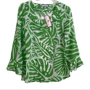 CK Bradley Palm print top, size L, New with Tags!!